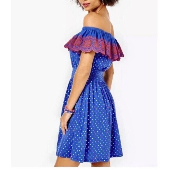 CLEAROUT LILLY PULITZER Kalama Off-The-Shoulder Smocked Dress Size Small - Picture 3 of 14